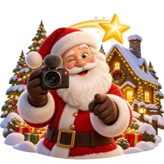 Santa filming a magical Christmas visit